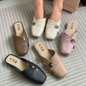 Sepatu Sandal Selop Wanita Low Heel Polos Mules Woman Formal Kasual Flat Shoes Cewek COD SPT-96