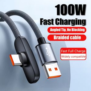 100W PD Braided TypeC USB Cable Right Angle Elbow Aluminum HousingUltra Transfer Gaming Cable For Huawei Honor Android Game