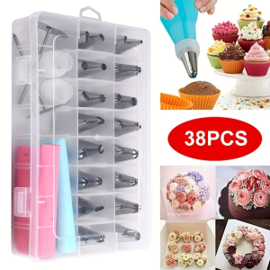 Cake Decorating Tools Set with Piping Nozzles Icing Tips Fondant Nails Pastry Bags for Baking Cupcakes Cookies - DIY Dessert Kit