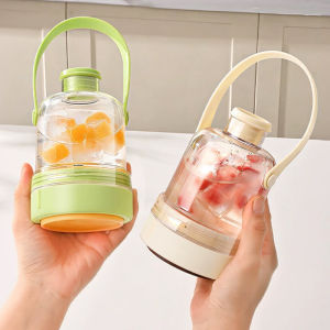 2-in-1 Press-type Water Bottle Ice Cube Tray Water Injection Anti-leakage Ice Tray Mold with Handle Easily Remove Ice Ice Cube Mold