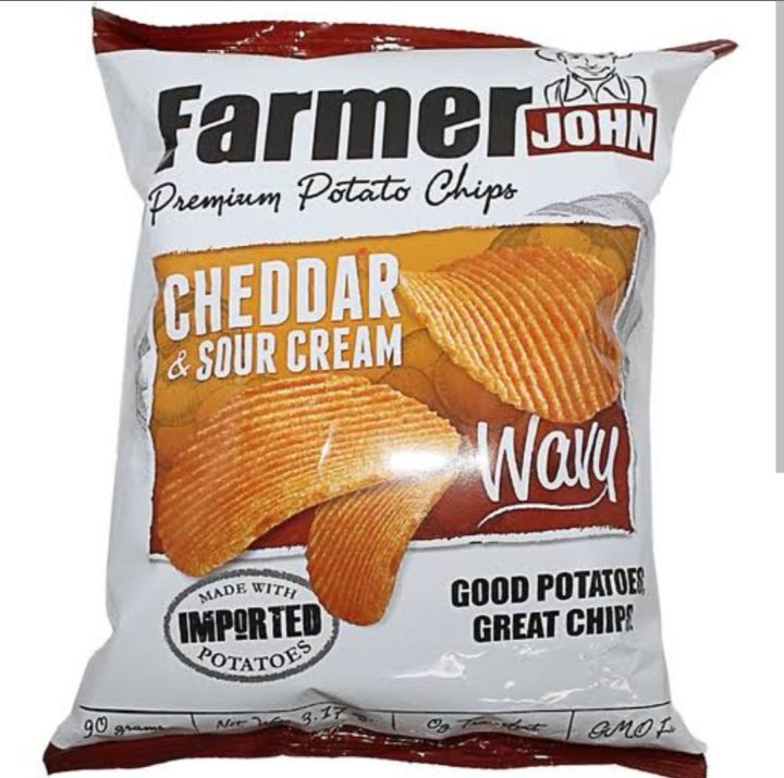 Farmer John Potato Chips Cheddar & Sour Cream Wavy 90g Lazada PH