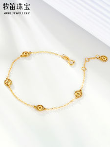 18K Gold Womens Bracelet Luxury Design Five Emperor Coins Gold Money Convert to Luck Fortune Ideal for Females