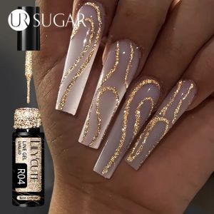 UR SUGAR LILYCUTE 5ML Champagne Gold Reflective Glitter Liner Gel Nail UV Polish Bright Sparkling French Semi Permanent Nail Painting UV Gel