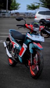 STRIPING STICKER LIS LES POLET YAMAHA F1ZR fizr caltex kaltec merah hijau botol KUALITAS TERBAIK Mahkota Stiker