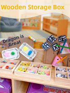Wooden Multi-Section Storage Box Organizer