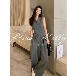 Rixo Street French Style Classic Style Business Suit Anti-Aging Fashion Suit Vest Loose Pants Two-piece Set Women
