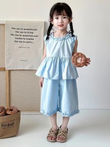 New 2025 Summer Cotton Romper Set for Girls Aged 3-8 Years Old Casual Style 2-Piece Set Comfortable Breathable Clothes