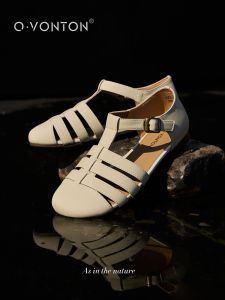 Q.VONTON | Lace Up Open Toe Leather Sandals Women Casual Shoes