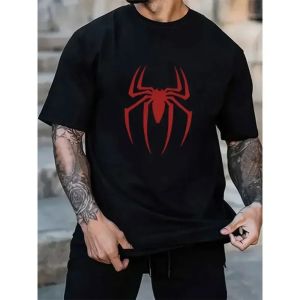 Hot Toys | Loose and Comfortable Short Sleeves Man and Kids Oversized Clothes Summer New Cotton Mens T-shirts Spider Pattern Printed Tees