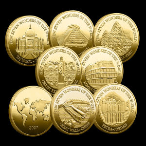 Seven Wonders of The World Coin Collection Gold-plated Commemorative Badge Travel Collection Coin