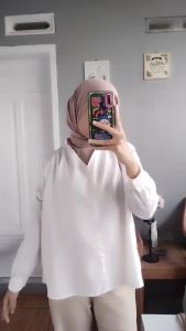 KEMEJA V NECK WANITA UKURAN S M L XL CASUAL BASIC WANITA