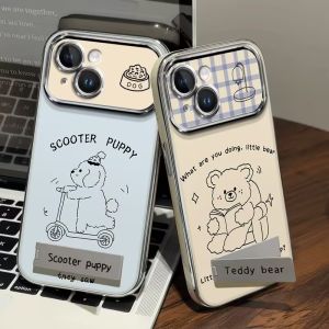 Xiaomi 15 pro Bear Reading Phone Case Electroplated Large View Window Stand Couple Mi11 pro Cartoon Bracket Protective Cover