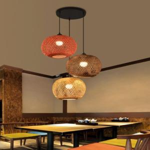 JUNENGLIANG | Bamboo Woven Chinese Retro Round Ball Pendant Light