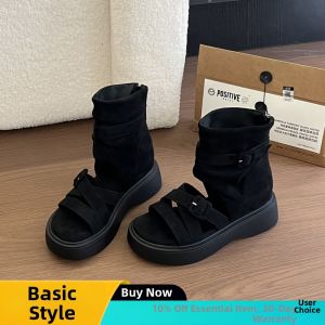 QIAOLUNNA | Heeled Elevator Sandals Ankle Boot Straps
