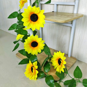 Azgalery PBP49 / Tanaman Rambat Bunga Matahari Juntai Plastik Tanaman Hias Plastik Gantung Dekorasi Dinding Rumah Artificial Indoor Outdoor Daun Rambat Kering / COD