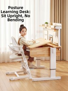 MEIHAOTONGNIAN | Ergonomic Adjustable Wooden Study Desk for Children Set