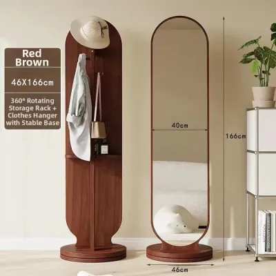 MEISITEKEKE | Rotatable Full Length Freestanding Mirror with Coat Rack for Home