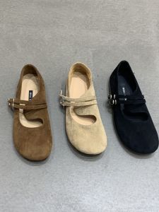 Vintage Retro Style Matte Leather Mary Jane Shoe Flat Ballet Slip-on For Women