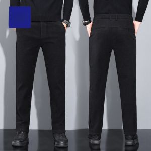 ROMON | Lormen Mens Casual Trousers Autumn Winter New Business West Pants Loose Straight Elastic Flocking Long Trousers Fashionable Urban Style