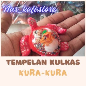 tempelan kulkas kura-kura dari resin & kerang