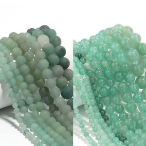 1 strand/Lot Natural Green Aventurine Stone Beads Round Smooth Frosted Spacer Stone Bead for Jewelry Making DIY Accessories
