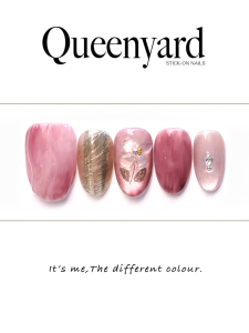 Sakura Scent QueenYard Gold Foil Water Pattern Berry Stereo Spring 2025 INS Style Whitening Nail Art Wearable False Nails