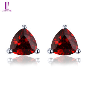 Lohaspie Đồ Trang Sức Chính Hãng 1.8 Carats Bông tai bạc 925 Bạc Ngọc Thạch Lựu tự nhiên khuyên nụ cắt giảm nghìn tỷ Đá Quý Garnet Bông Tai Cho trang sức nữ