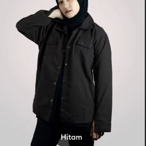 Jaket Wanita Kekinian Canvas Parka Hitam Big size