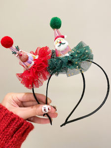 Dạ Quang Giáng Sinh Mũ Băng Đô Quấn Tóc Nữ Đa Năng Ngoài Trời Mũ Giáng Sinh Trẻ Em Chụp Ảnh Chụp Ảnh Kẹp Càng Cua Hươu Đầu Trang Trí
