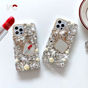 Luxury Rhinestone For iPhone 16 Pro Max 16 Plus 15ProMax 15 Pro 14 ProMax 14 Plus 12 13 Pro Max 11 3D Crystal Glitter Diamond Case Cover With Mirror