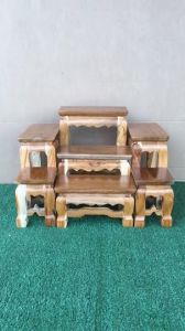 ตัวลูกโต๊ะหมู่บูชา หมู่ 7 หน้า 4 เคลือบสีใสธรรมชาติ ไม้สัก กว้าง 30 ซม. ยาว 40 ซม. สูง 26 ซม.