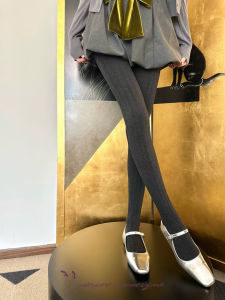 Autumn Winter No-Pile Cotton Vertical Stripe Twist Slimming Grey Black White Pantyhose Womens Shapewear Tights Stockings