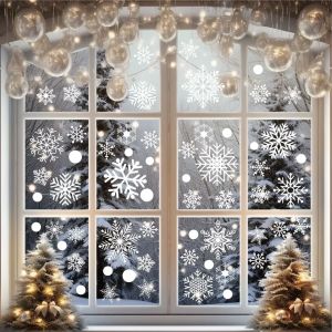 2026 Merry Christmas Decoration White Snowflake Window for Home Wall Window Sticker Ornaments Garland New Year wall stickers