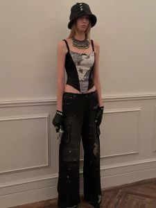 1JINN STUDIO | Retro Multi-Pocket Workwear Painted Stonewashed Jeans