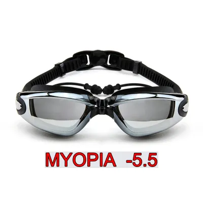Men Women Myopia Swim Goggles Adults Professional Waterproof Plating Anti Fog UV Swimming Pool Optical Glasses Earplugs Eyewear