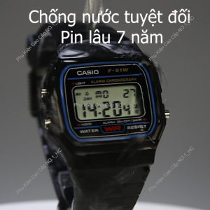 Đồng Hồ Chiến Sĩ F91 Pin Lâu 7 năm Chống Nước Tuyệt Đối Chuông To Đèn Sáng Made In Malaysia C3