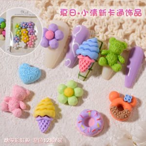 Manicure Ice Cream Cartoon Ornament Mixed New Internet Hot Donut Heart Bear Nail Accessories Big Diamond