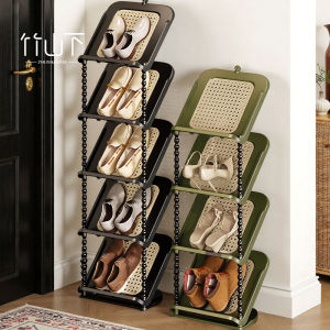 Vintage Style Shoe Rack Entrance Door Multi-layer Home Storage Rack Flat Pack Plastic Material for Boots Sports Shoes High Heels