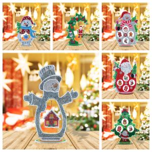 1/ DIY diamond painting Christmas theme double-sided luminous table decoration and pendant New Year gift