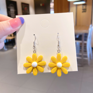 Summer Yellow Long Elegant Womens Earrings French Vintage Style Fashionable Trendy Alloy Fruit Pattern Jewelry Ear Studs