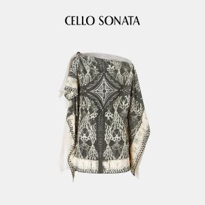 Cello Sonata | Emerald Green Beaded Printed Off-Shoulder T-shirt