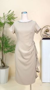 Đầm trung niên thiết kế trang nhã với chất liệu Vải chéo mịn cao cấp DD4L0861 Thời trang Thiều Hoa