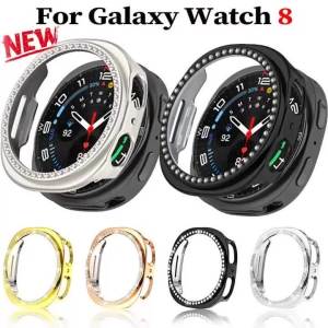 Diamond PC Case For Samsung Galaxy Watch 9 8 44mm 40mm Hollow Hard Protective Cover Bumper Men Women Replacement Parts