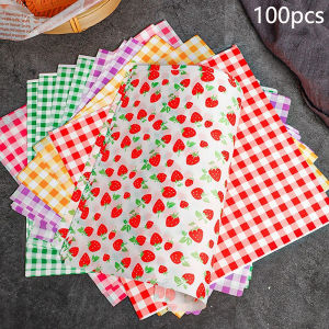 JETTING | 100Pcs Greaseproof Paper Liners Sandwich Wrapping Paper 7 Colors Wax Paper Sheets For BBQ Picnic Festival Party Fast Food[J]【W4】