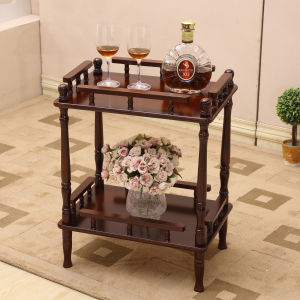 Solid Wood Shelf Movable Flower Stand Sofa Side Table Corner Table Small Coffee Table Living Room Teaware Shelf Simple Small Table