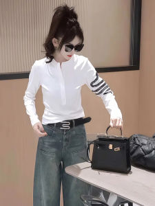 เสื้อยืดแขนยาวปักลายงูปีใหม่สำหรับผู้หญิง ทรงหลวม สไตล์ลำลอง ดีไซน์กระชับสัดส่วน เสื้อผ้าทำงาน ผ้าฝ้ายผสมโพลีเอสเตอร์