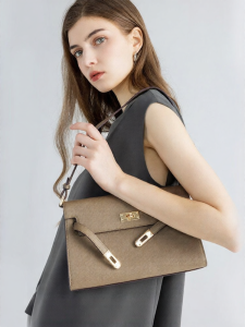 VANESSA HOGAN | Cowhide Leather Kelly Bag Large Capacity