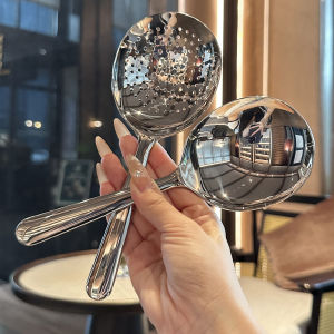 Stainless Steel Short Handle Soup Spoon Flour Spoon Serving Spoon Strainer Spoon Kitchen Cooking Utensil C-SISAN Brand