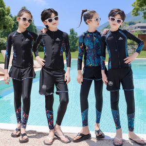 Matching Swimsuit Sun Protection Quick-Drying Split Long-Sleeved Long Trousers Kids Heattech Diving Suit Mens and Womens Comfortable Childrens Swimsuit