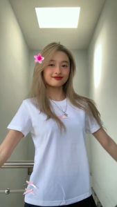 Áo Thun Nữ Tay Ngắn Babytee Đính 2 Nơ Dưới Tà Áo Thiết Kế Dễ Thương